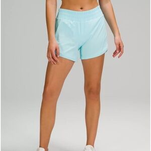Lululemon Track That High-Rise Lined Short 5”/ Icing Blue/ Sz 8/ EUC